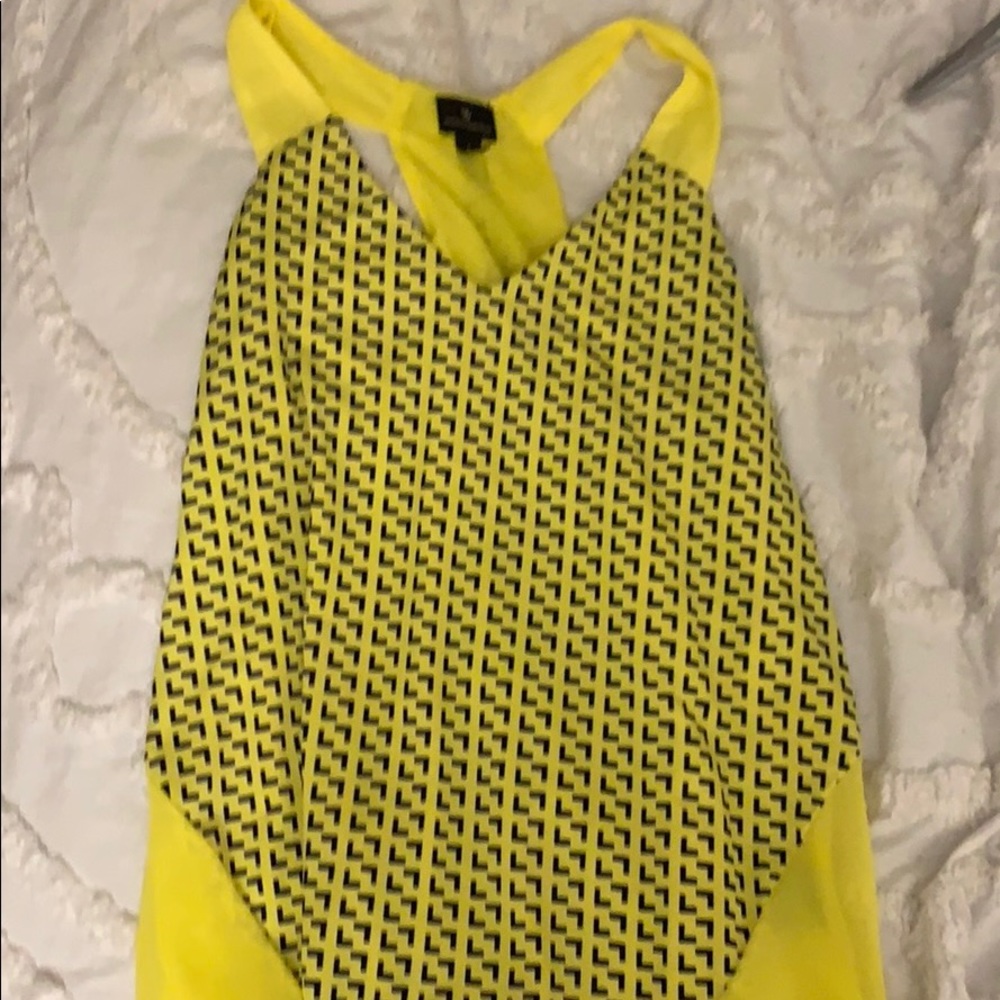 Yellow and navy business casual top